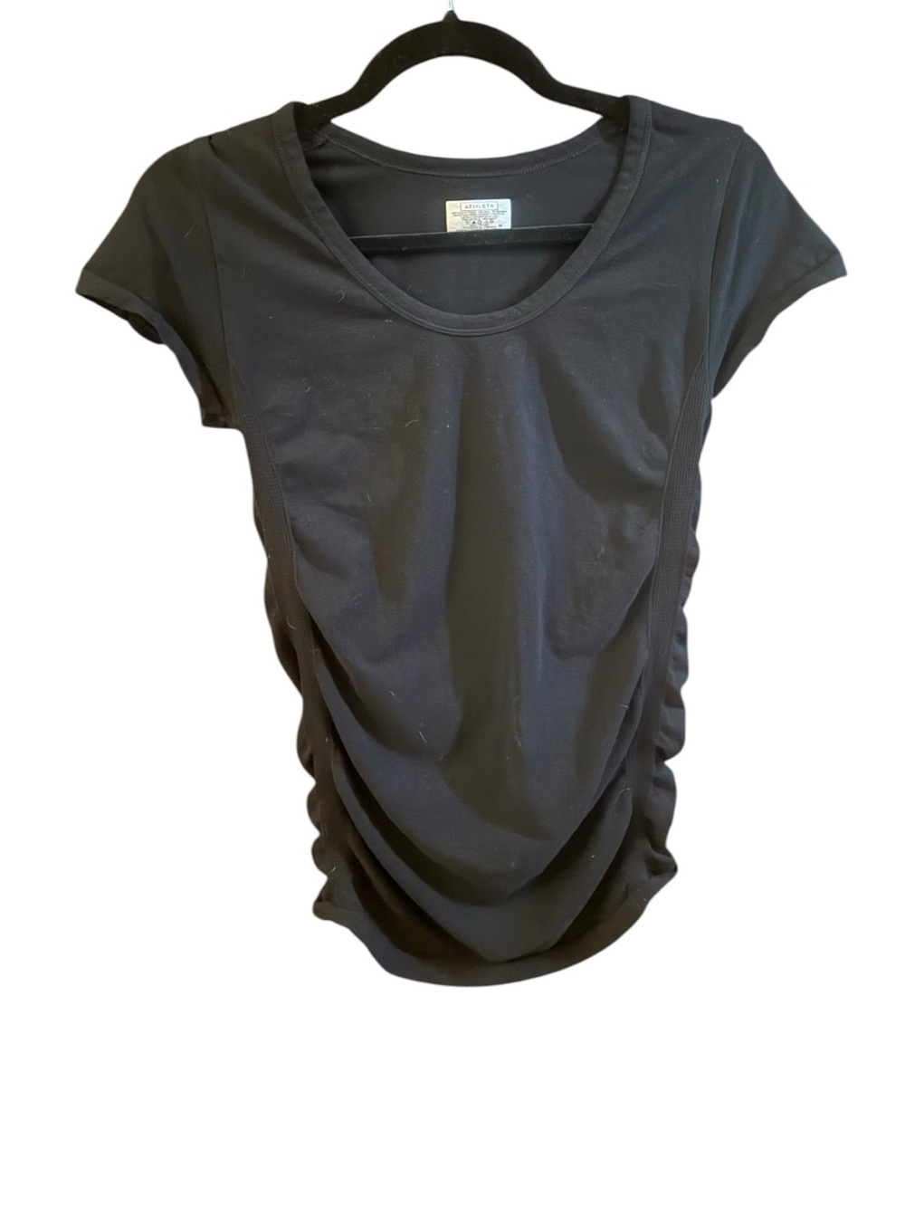 Athleta Black Ruched Short Sleeve Women’s Top